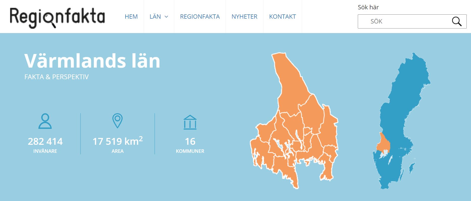 Bild med logotypen för regionfakta och en karta över Värmland